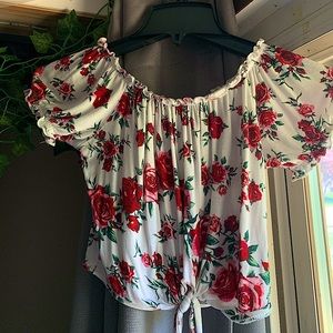 Rose printed crop top